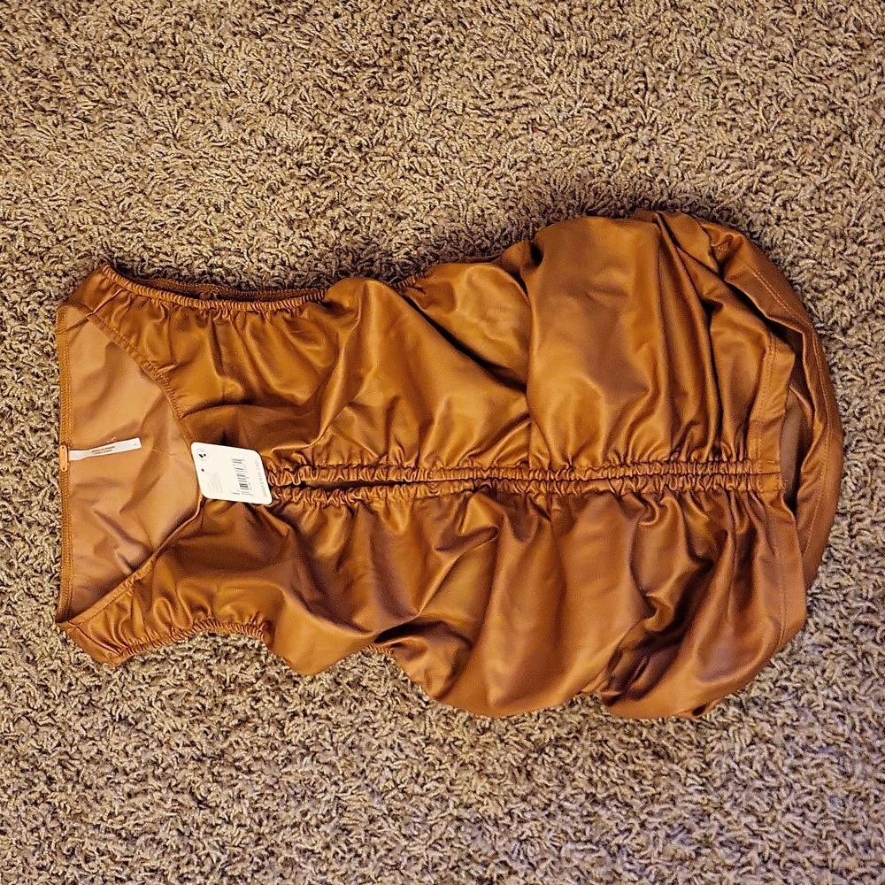 NWT Free People Ride Along Ruched Crop Tank in Cowgirl Large - Picture 2 of 7